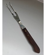 Meat Serving Fork Two-Tine Stainless USA 9.5&quot; Long Wood Handle - $11.51