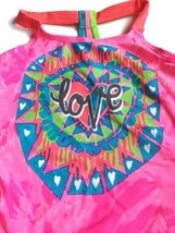 Girl&#39;s XS 4/5 Neon Pink One Piece Swimsuit Love &amp; Peace - $19.79