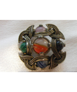 Vintage 1980&#39;s Miracle 1 1/4&quot; Brooch Agate Stones set in Pewter - €54,22 EUR