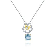 925 Silver Natural Citrine Butterfly Pendant Necklace - £62.29 GBP