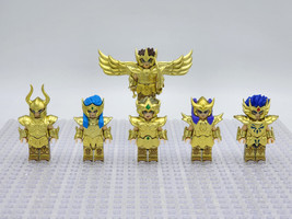 6pcs Saint Seiya Gold Saints Aiolia Aquarius Scorpio Cancer Minifigures Set - £15.17 GBP
