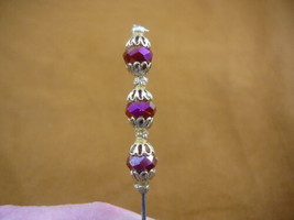 (u70-93) opaque red faceted glass hatpin gold filigree bead Pin hat love... - $14.22 CAD