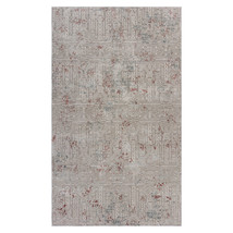8' X 11' Gray Ivory Slate Blue And Wine Red Geometric Stain Resistant Area Rug - €336,33 EUR