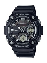 Casio Mens Heavy Duty Black Watch Day Date WR 100m AEQ120-1AVKC Analog Digital - $34.99