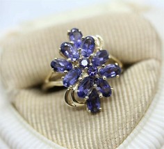 2.50 Ct Oval Simulated Amethyst 14k Yellow Gold Plated Engagement Cluster Ring - £92.54 GBP