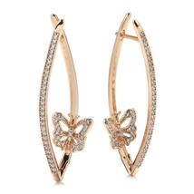 New Fashion Geometric Butterfly Earrings Micro Inlay Natural Zircon 585 Rose Gol - £11.30 GBP