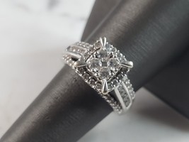 Womens Vintage Estate 10K White Gold Diamond Cluster Ring 6.1g E1118 - £1,035.18 GBP