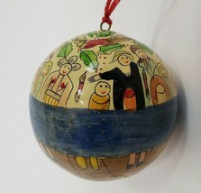 Decoupage People Hand Painted Ball Christmas Tree Ornament 2.5” India - £3.98 GBP