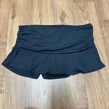 Lands End Womens Solid Black Swim Skirt Bikini Bottom Ruched Sides Size 16 - £21.04 GBP