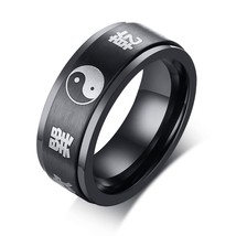 ZORCVENS New Fashion Black 8mm Gossip Stainless Steel Spinner Ring Wedding Brand - £7.70 GBP