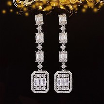 2022 New Rectangle Silver Color Korean Drop Long Goth Dangle Earrings for Women  - £14.95 GBP