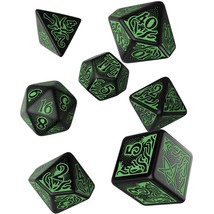 Q Workshop COC 7th Edition Black &amp; Green Dice Set of 7 - £43.29 GBP