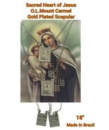 14k Gold Plated Our Lady Mt Carmel &amp; Sacred Heart Jesus  Scapular Neckla... - £10.90 GBP