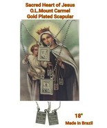 14k Gold Plated Our Lady Mt Carmel &amp; Sacred Heart Jesus  Scapular Neckla... - €11,95 EUR