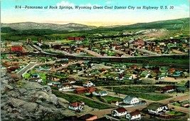 Panorama of Rock Springs WY Coal District Mining Linen Postcard T12 - £4.06 GBP