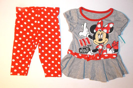 Dsiney Baby Minnie Mouse Toddler Girls 2pc Shirt &amp; Leggings Set Size 24M NWT - £9.02 GBP