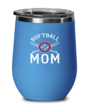 Mom Wine Glass Softball Mom Blue-WG  - £19.39 GBP