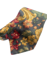 Vtg Abercrombie &amp; Fitch Tie 100% Silk Floral Blue Gray Beige Red 3.5&quot; Wide - £66.05 GBP