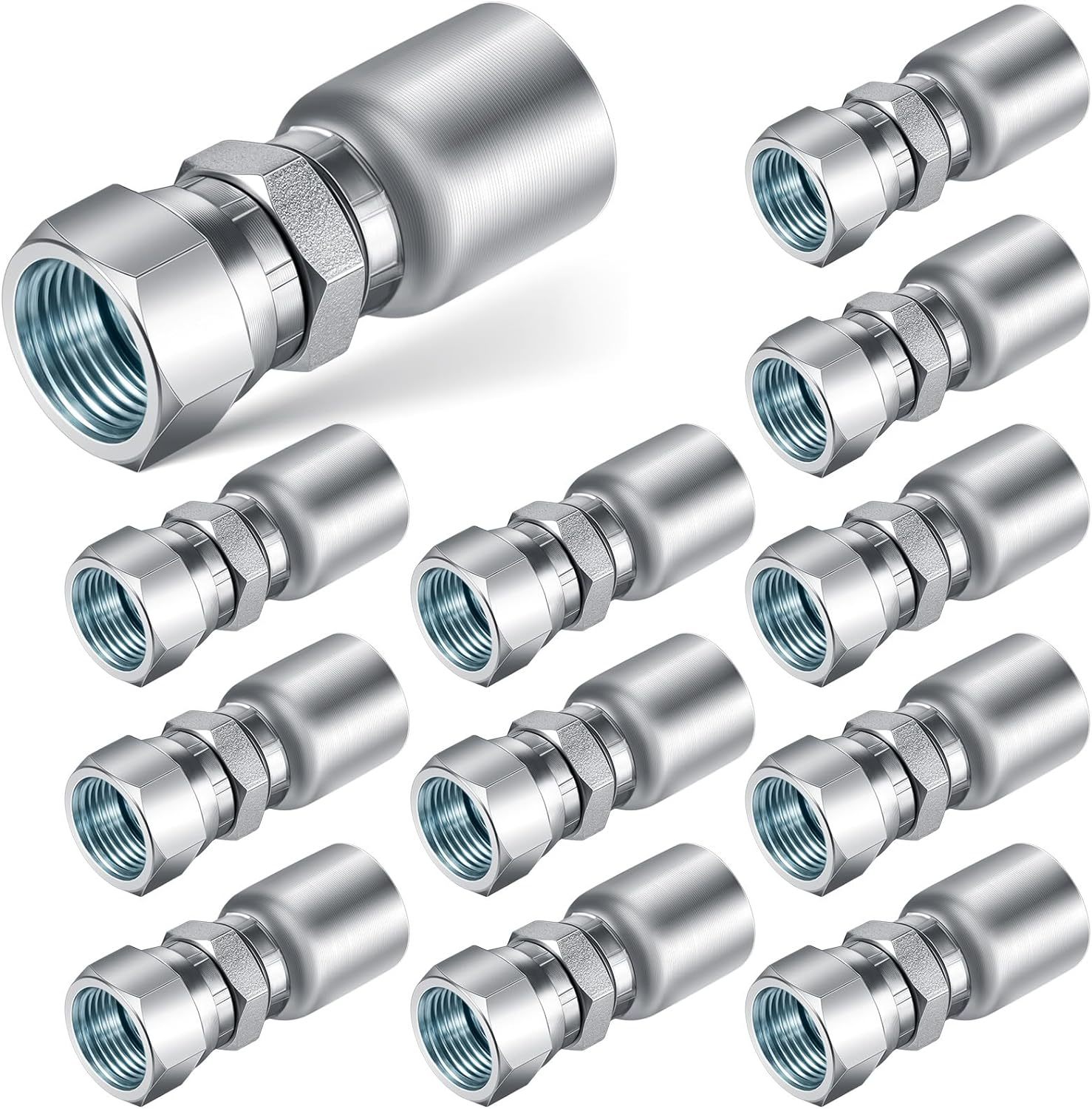 Blulu 12 Pcs 3/8 Hose X 3/8 Jic 37° Hydraulic Hose Fittings Female Hydra... - $51.99