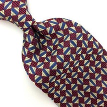 Jos. A. Bank Usa Tie Red Gold Blue Silk Checkered Dot Necktie Woven Ties... - $15.83