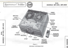 1956 RCA SRT-401 402 REEL To REEL Tape Recorder Photofact Instruction MA... - £7.88 GBP