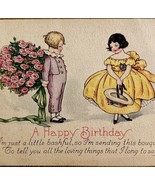 A Birthday Greeting Postcard 1900-10s Victorian Children Flowers Dress P... - $14.99