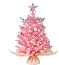 20&quot; Mini Pink Christmas Tree Artificial Small Table Top Christmas Tree w... - £37.77 GBP