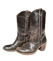Frye 77485 Brown Crackled Leather Mid Calf Western Cowgirl Boots Women’s... - £63.30 GBP