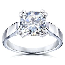 2CT Talla Cojín Imitación Diamante Solitario Compromiso Anillo de Blanco Chapado - £156.63 GBP