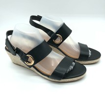 Comfortview Lilou Sandals Wedge Heel Slingback Faux Leather Black 11M  - £15.00 GBP