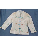 CHUIYUAN ORIENTAL DRESS JACKET WOMENS SZ XL WHITE EMBROIDERED FULLY LINED - $39.99