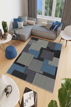 LaModaHome Area Rug Non-Slip - Grey Square Soft Machine Washable Bedroom Rugs In - £24.74 GBP+