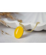 Necklace Yellow Jade Oval Gold Pendant For Women, Yellow gemstone neckla... - £25.12 GBP