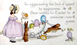 Easter Postcard Humanized Eggs In Egg Cart Anthropomorphic Fantasy Whitney 1919 - £13.40 GBP