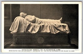 Statua Di Robert E Lee IN Commemorativo Chapel Lexington VA Unp Wb Cartolina K3 - £7.09 GBP