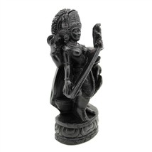 Saraswati Statue Hindu 5.5&quot; Hindu Goddess Of Knowledge And Arts Dark Resin New - £14.91 GBP