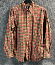 VTG Ralph Lauren Shirt Men Medium Red Checkered Plaid Classic Fit Collared Pony - £18.66 GBP