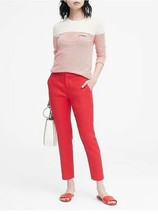 Banana Republic Women Avery Straight Fit Linen Cotton Red 25&quot; Inseam Pan... - £35.57 GBP