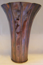 Flared Vase 13" High Crumpled Look Metal Copper Color Rustic Home Cottage image 2