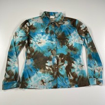 Buffalo David Bitton Shirt Womens 8-10 M L Blue Brown Tie Dye Button Down Collar - £17.98 GBP