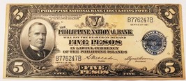 1921 Philippines 5 Pesos Note En XF État P #53 - $49.48