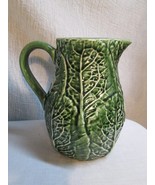 g105 Secla Portugal Green Cabbage Ceramic pottery 8&quot; tall PITCHER Majolica - £35.72 GBP
