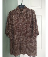 Vintage Monzini Collection Button Down Brown Shirt Unique Design Size Me... - £13.32 GBP