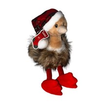 Pier 1 Imports 2019 Savanna Ostrich Plaid Santa Hat Plush Stuffed Animal 19”NEW - £11.15 GBP