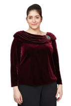 New Alex Evenings Red Velvet Embellished Blouse Size 2 X Women $149 - £61.70 GBP