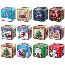 12 Pcs Christmas Candy Tins With Lids 12 Styles Square Xmas Candy Tin Set Small  - $40.99