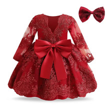 Princess Party Children Clothing Birthday Wedding Elegant Formal Dress for Red  - £32.23 GBP