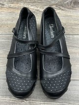 Skechers Mary Jane Diamond Dot Leather &amp; Fabric Flats Shoes Womens Size 7.5 - $19.80