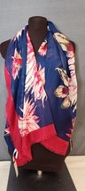 NWT Talbot&#39;s Pink Blue White Floral Colorful Long Scarf Wrap MSRP $44.50 27&quot;x56&quot; - £18.75 GBP
