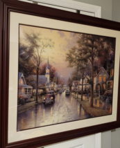 Thomas Kinkade Hometown Morning Lithograph 2000 Framed Artist Signed 30x40 IP - £980.66 GBP